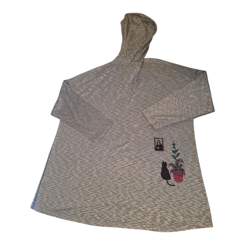INOAH Hoodie Light Green Cat And Lady Size XL - Picture 4 of 8